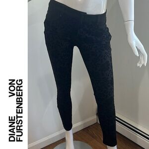 Diane Von Furstenberg Velvet Burnout Floral  Slim Fit Pants